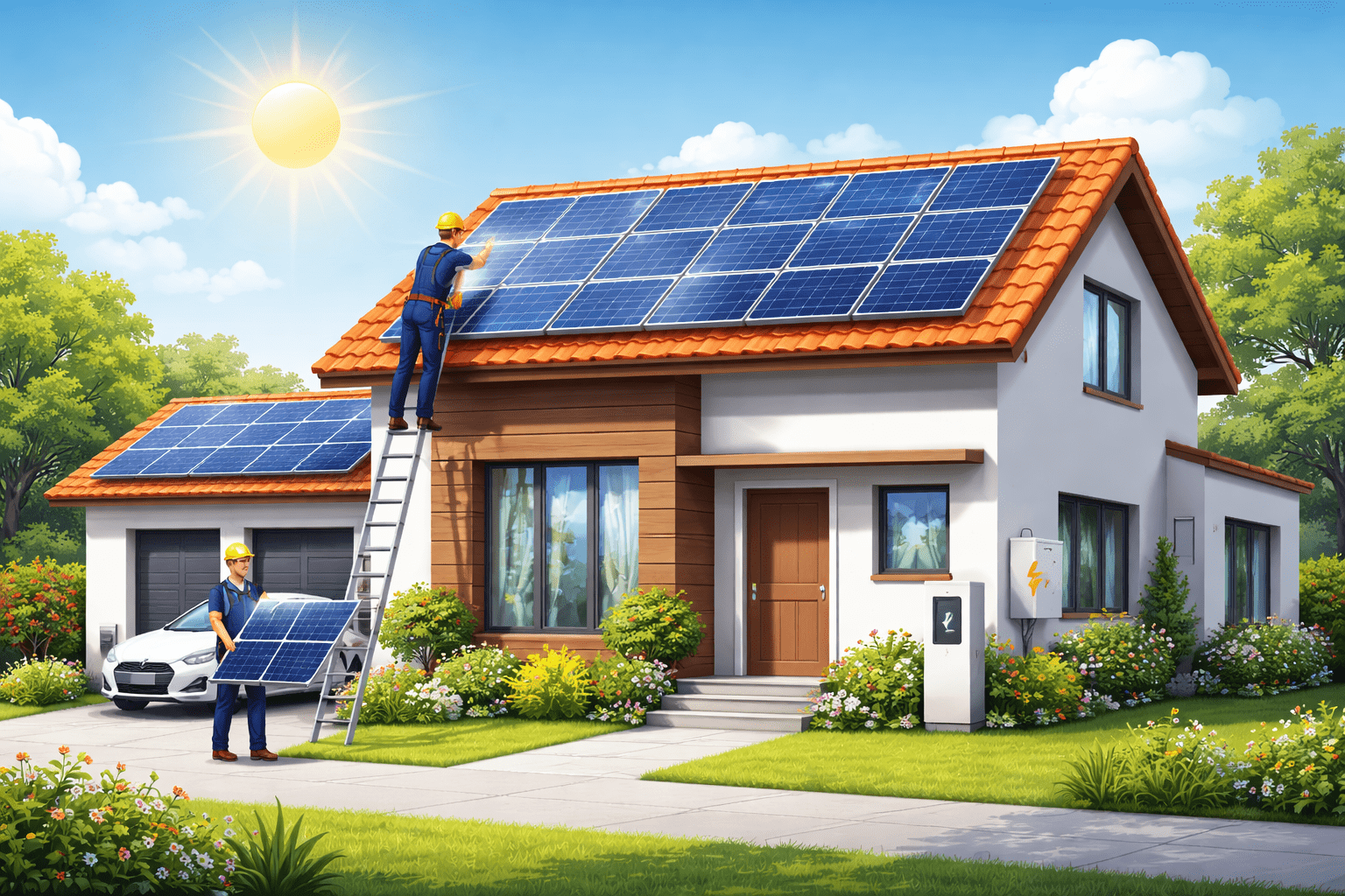 solar panel installation at home